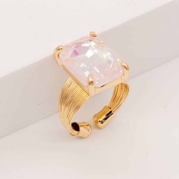 Cushion Cut Cocktail Adjustable Wire Ring