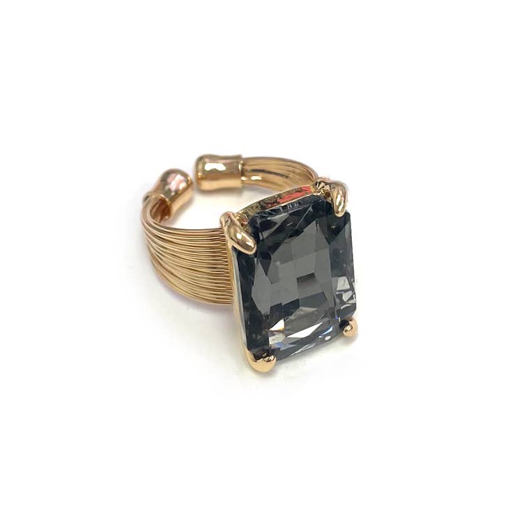 Cushion Cut Cocktail Adjustable Wire Ring