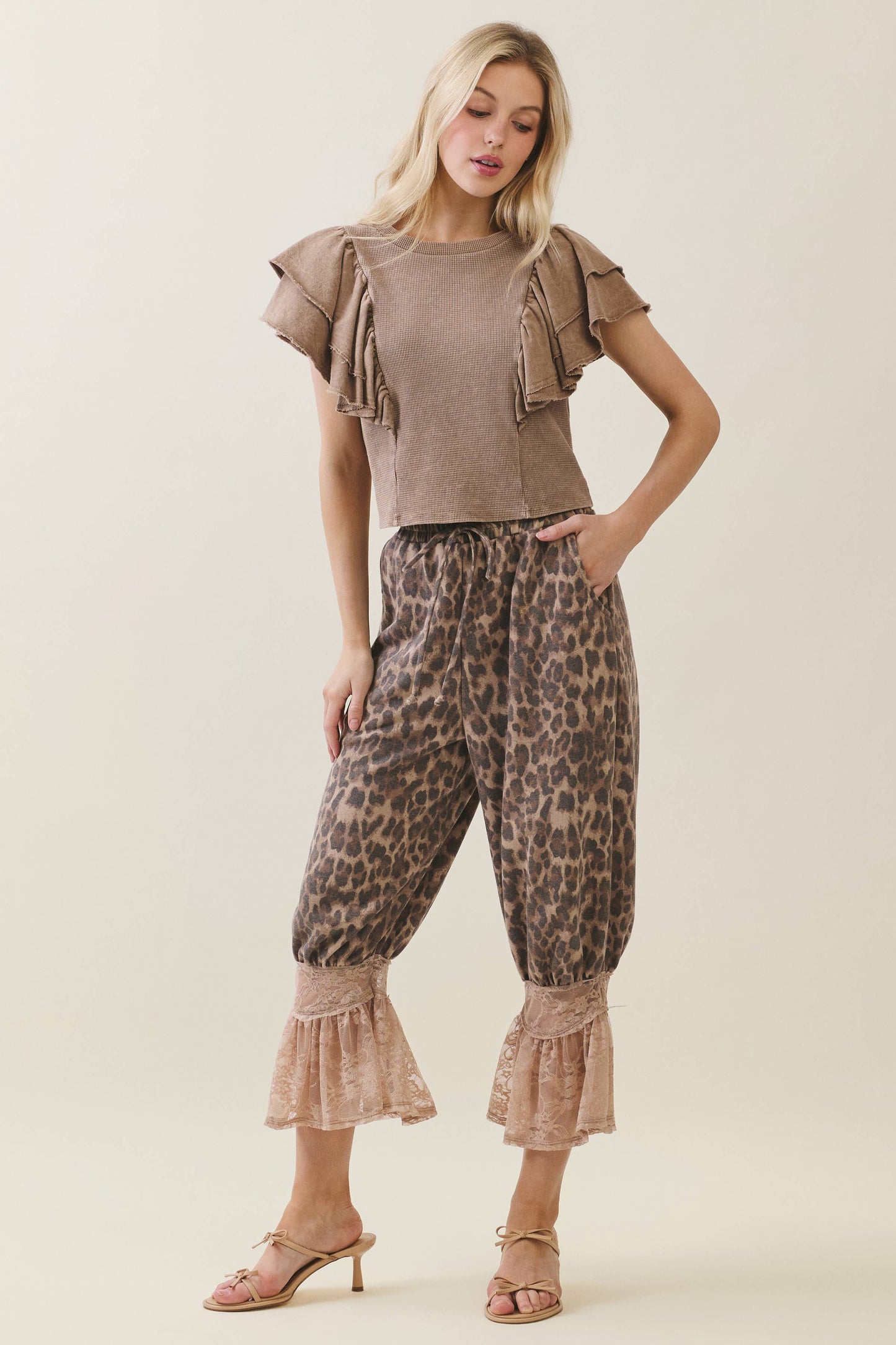 Leopard Print Lace Bloomer Pants