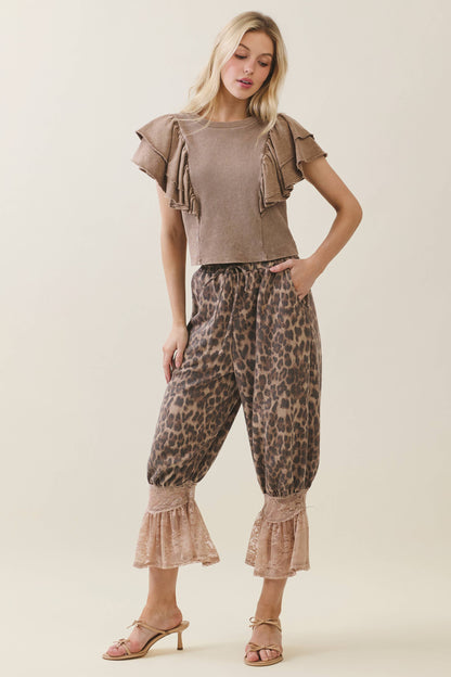 Leopard Print Lace Bloomer Pants