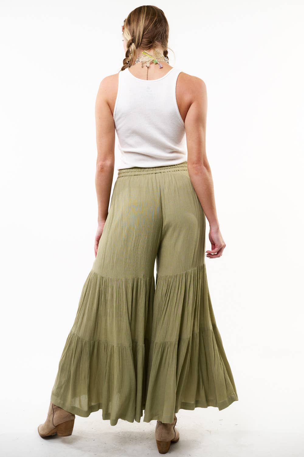 Olive Dream Tiered Palazzo Pants