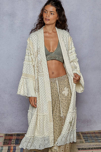 Vintage Peace Sign Long Cardigan/Duster
