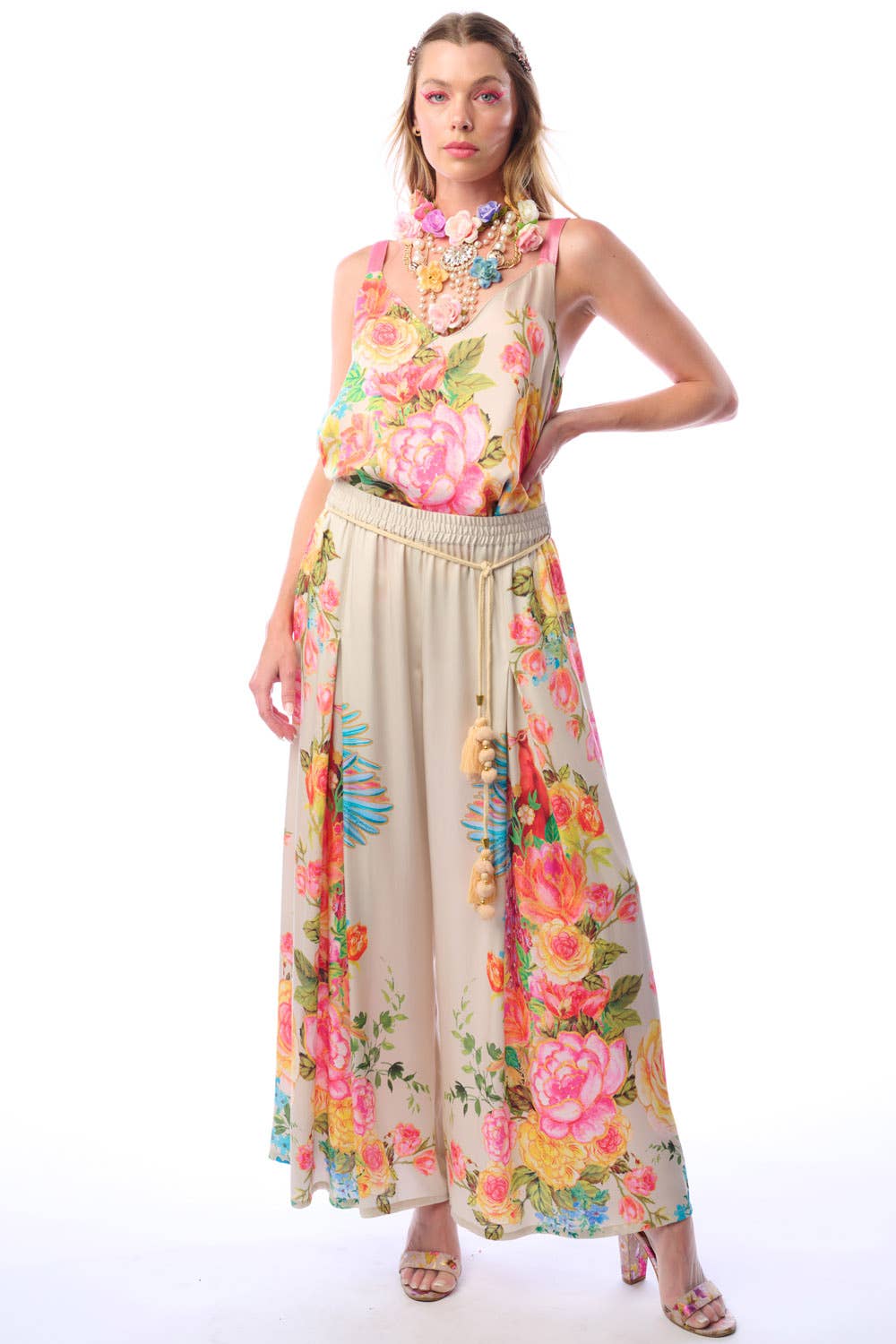 Earth Angels Pants | Wide Leg Pants | Peacock Print Pants