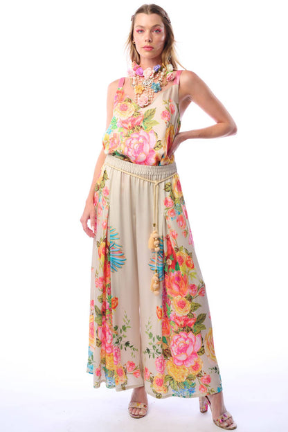 Earth Angels Pants | Wide Leg Pants | Peacock Print Pants
