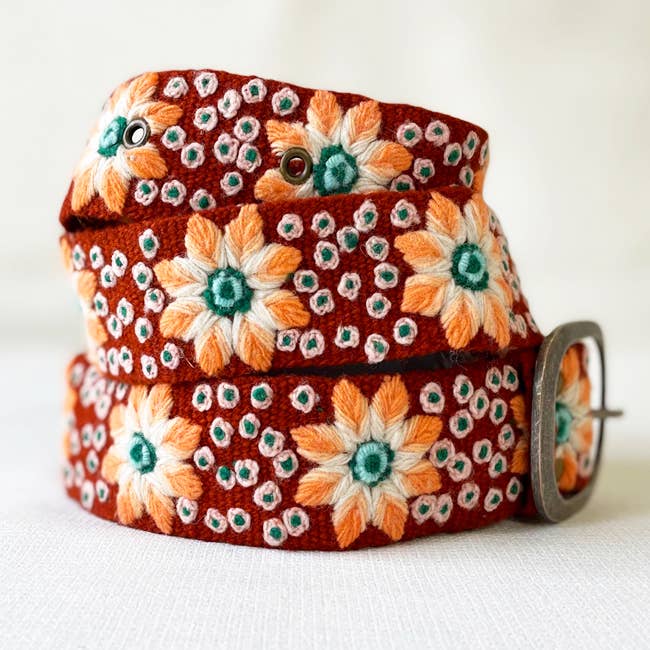 Buds & Blooms Floral Embroidered Wool Belt
