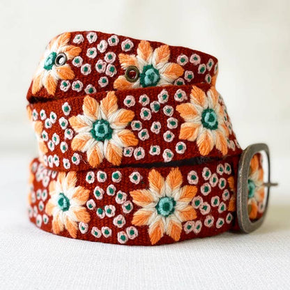 Buds & Blooms Floral Embroidered Wool Belt