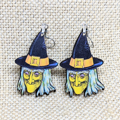 Green Witch Earrings - Halloween Witch