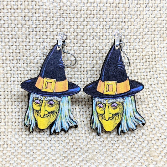 Green Witch Earrings - Halloween Witch