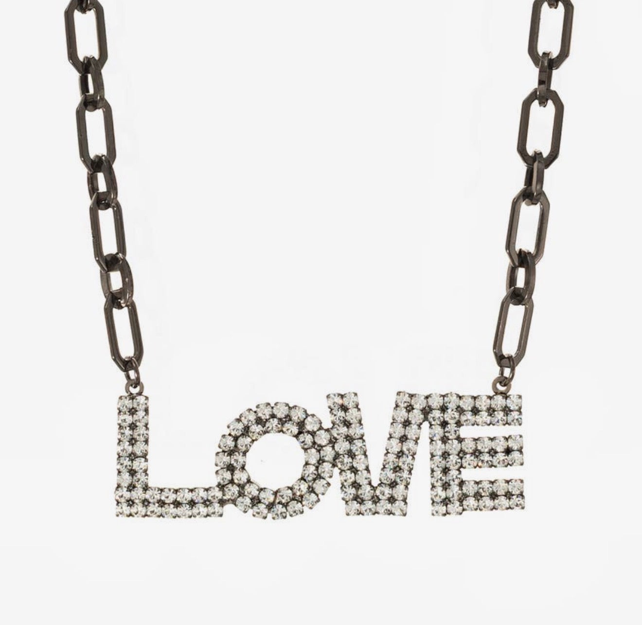 LA LA LOVE Necklace Gunmetal/Clear
