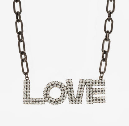 LA LA LOVE Necklace Gunmetal/Clear