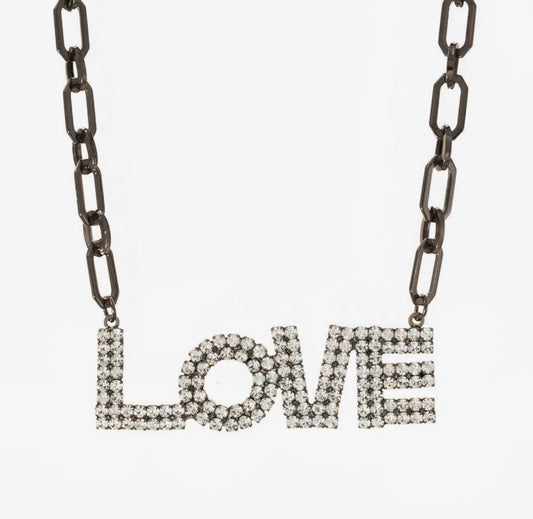 LA LA LOVE Necklace Gunmetal/Clear