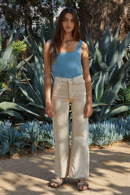 Seamless Ribbed Double Layered Square Bodysuit