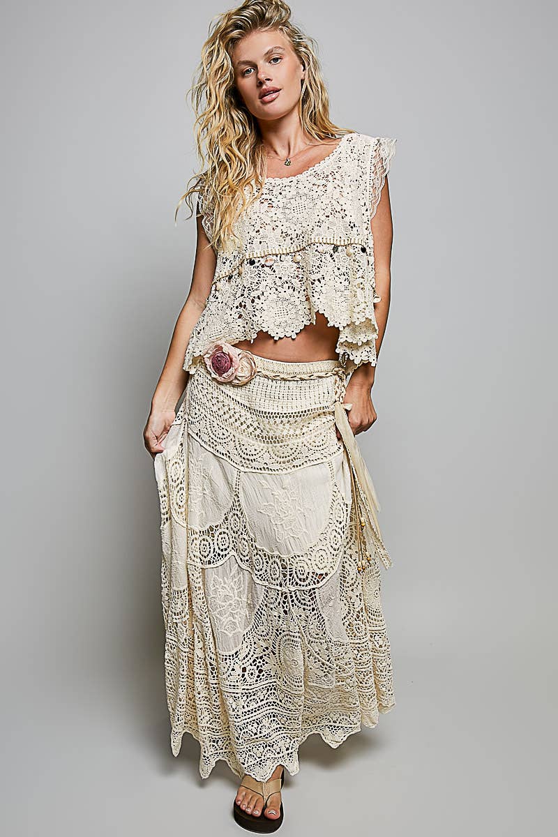 Crochet patterns embroidered maxi skirt
