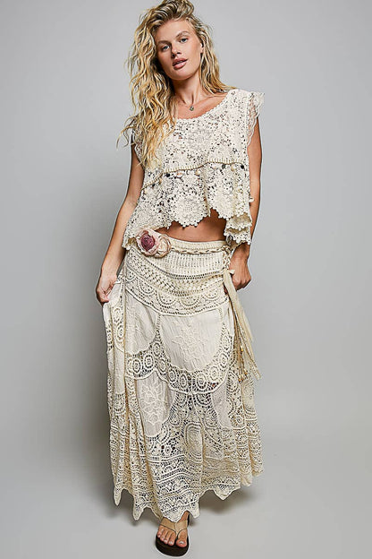 Crochet patterns embroidered maxi skirt