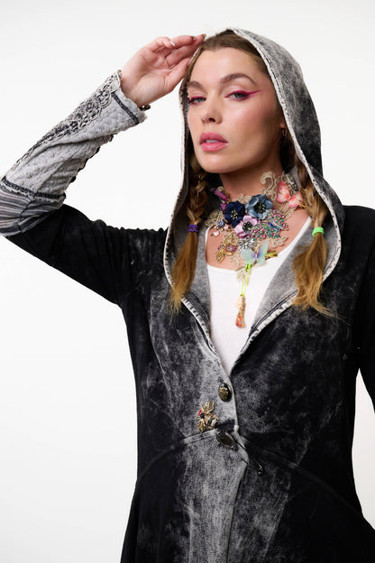 Forest Goddess French Terry Coat | Hooded Sweater| Long Coat