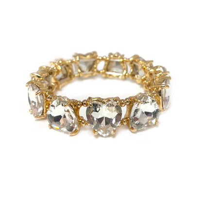 Love Heart Glass Crystal Bead Linked Stretch Bracelet