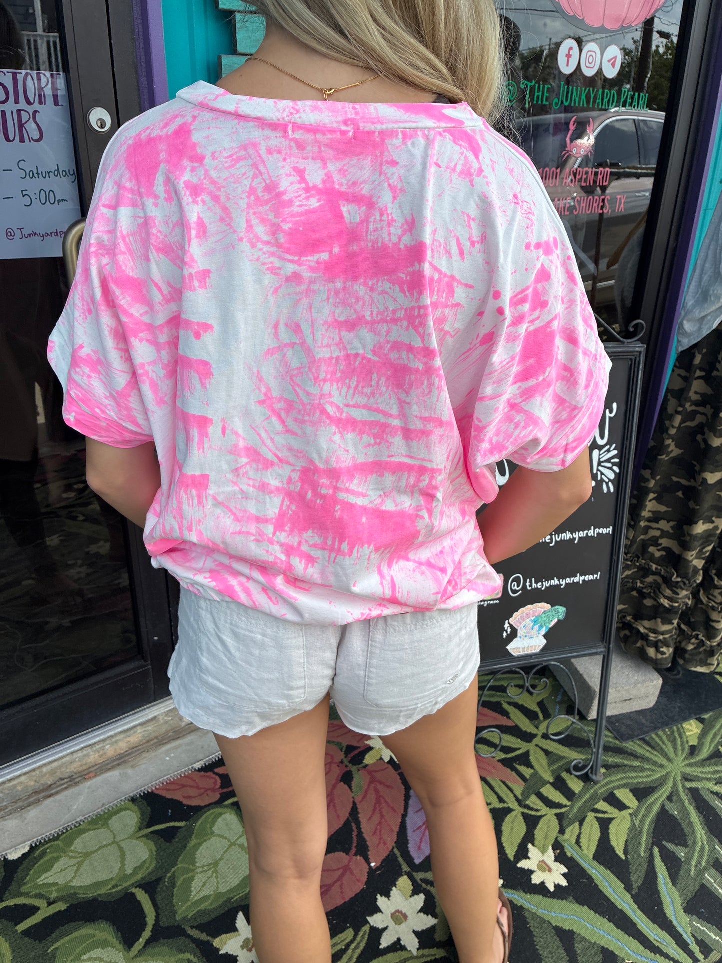 Heart Tie-Dye Cotton T-Shirt Blush