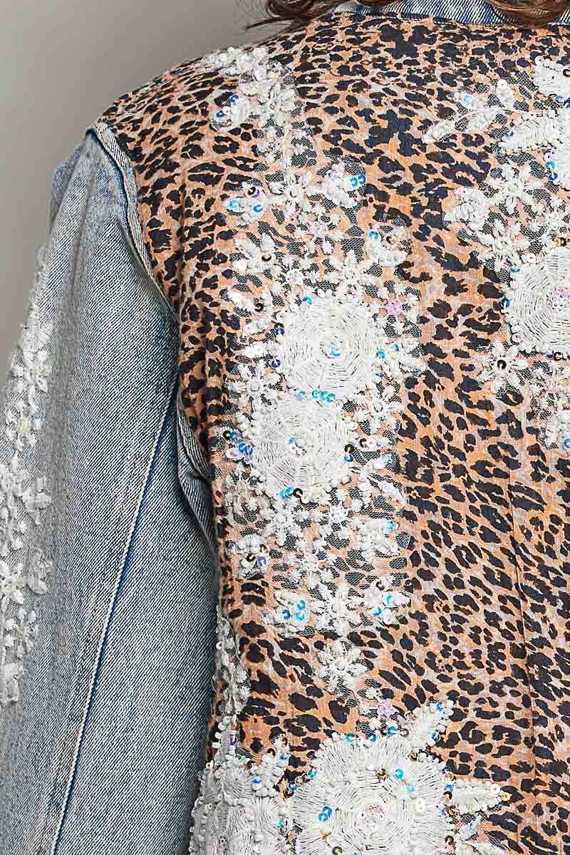Boho Lace Trim Patchwork Denim Jacket