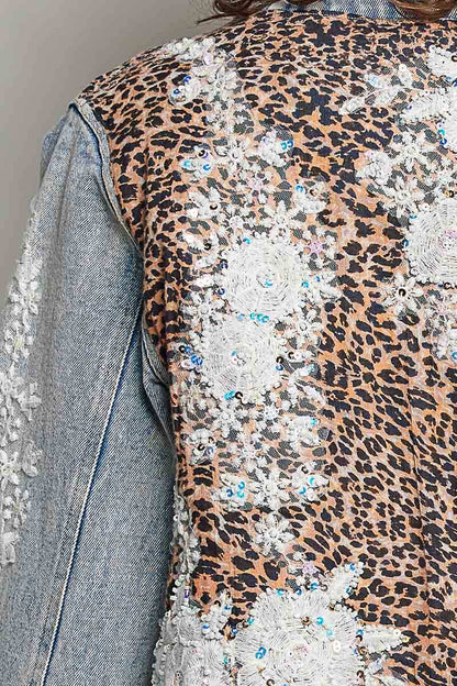 Boho Lace Trim Patchwork Denim Jacket