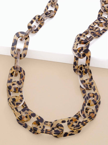 Resin Leopard Link Long Necklace Jewelry