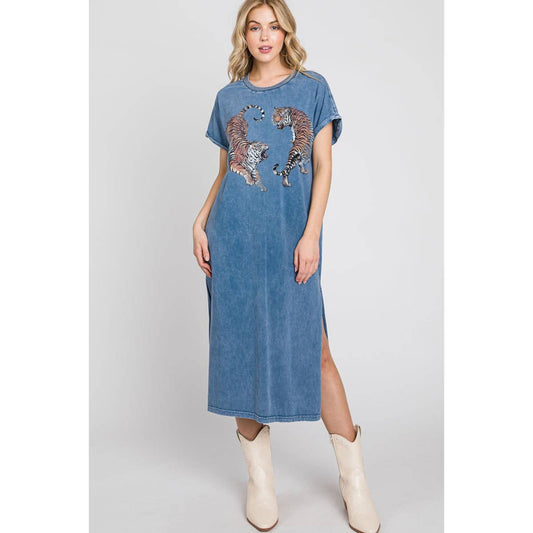 TWO TIGERS  MINERAL GRAPHIC DRESS