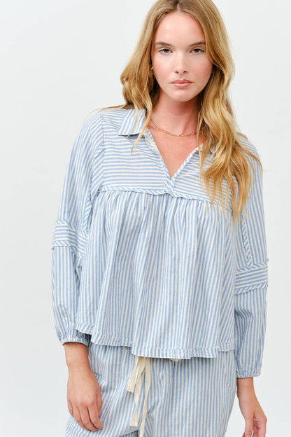 Striped Bubble Blouse Top
