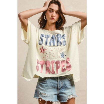 MIX AND MATCH STARS AND STRIPES PATCHWORK TOP