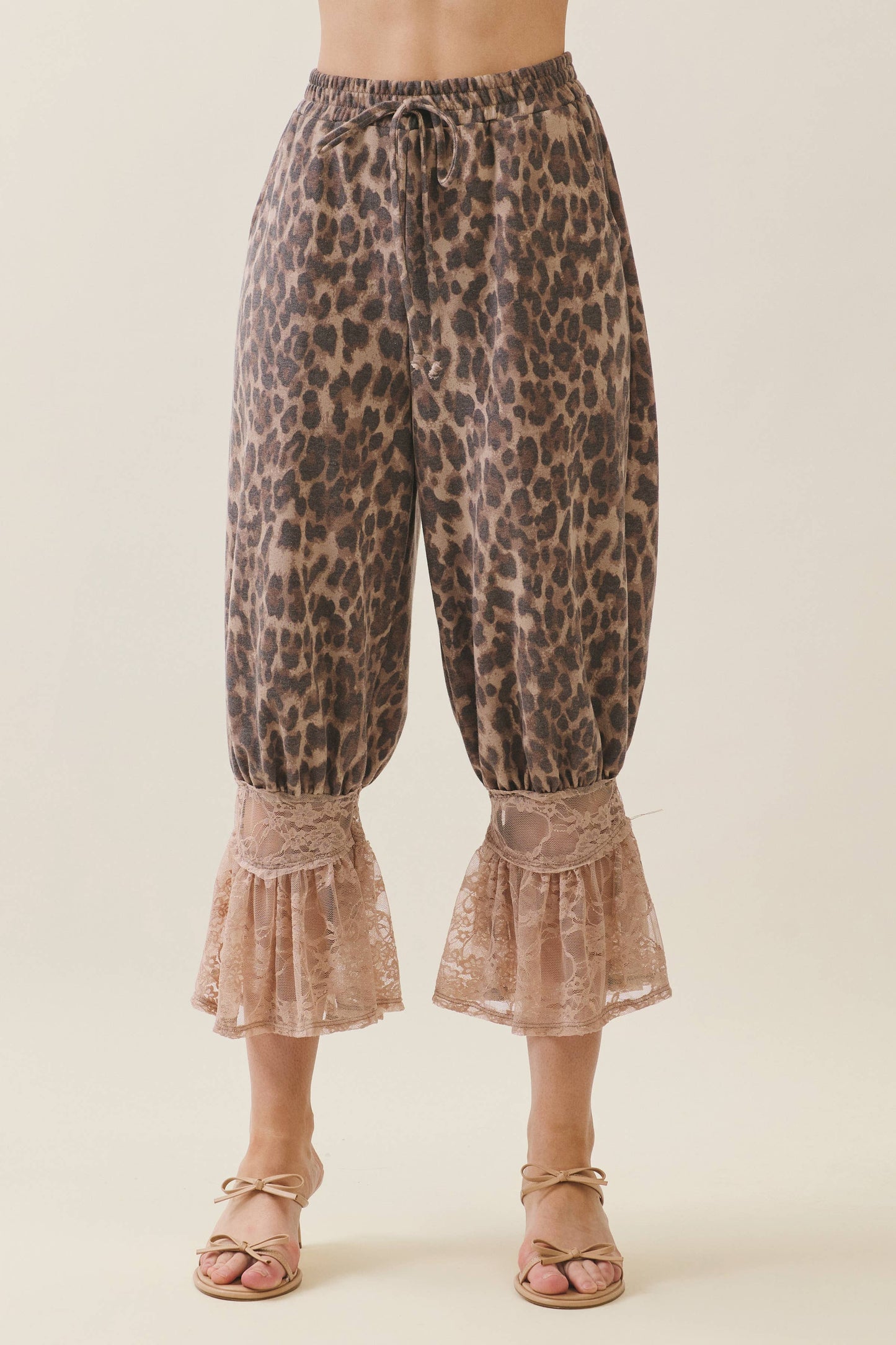 Leopard Print Lace Bloomer Pants