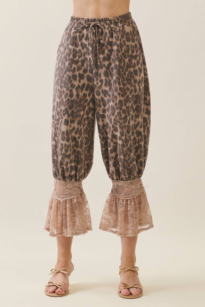 Leopard Print Lace Bloomer Pants