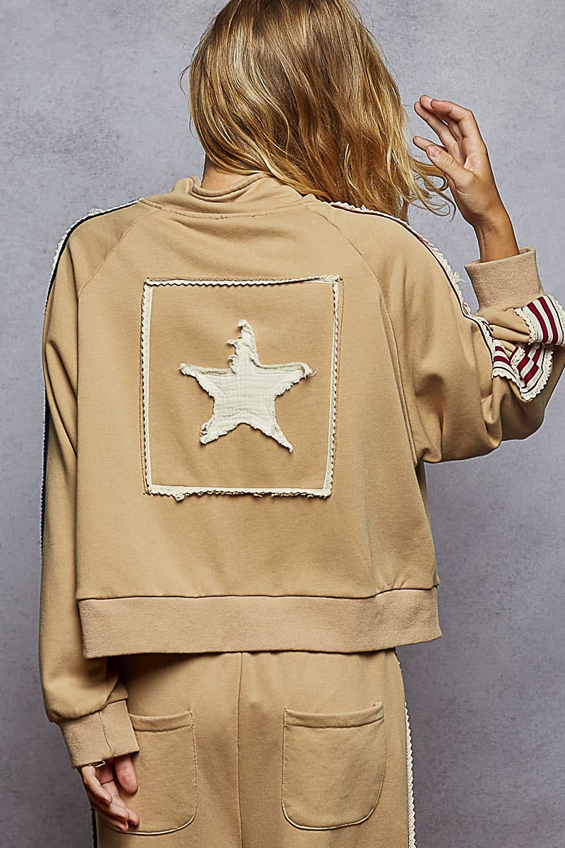 Long sleeve French Terry Star Patch Jacket