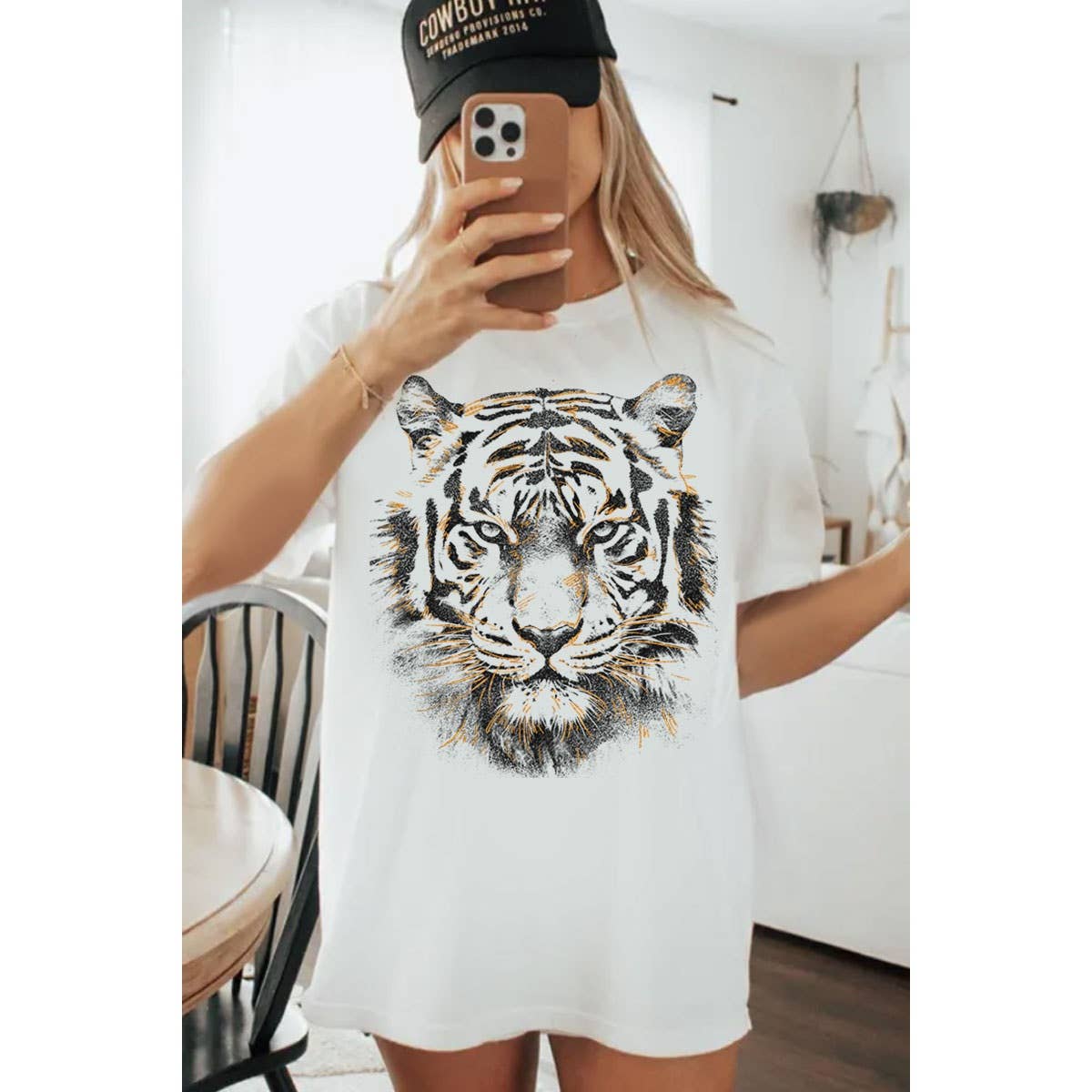 TIGER BIG FACE FOIL OVERSIZED MINERAL GRAPHIC TEE