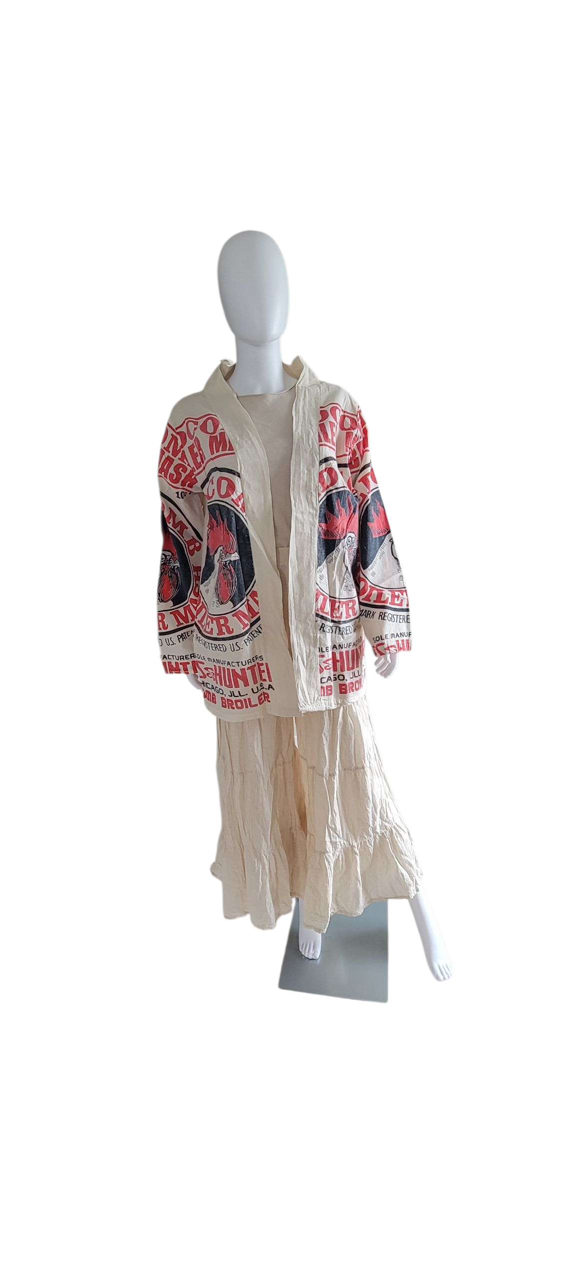 Flour Sack Vintage Print Cotton Jacket- Rooster