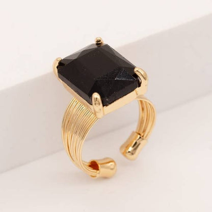 Cushion Cut Cocktail Adjustable Wire Ring
