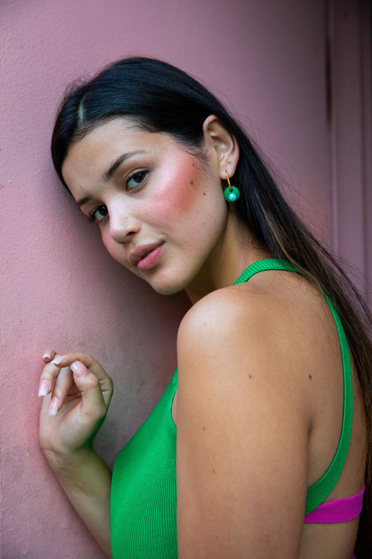 Deco Glam Medallion Oval Hoops Rose Gold