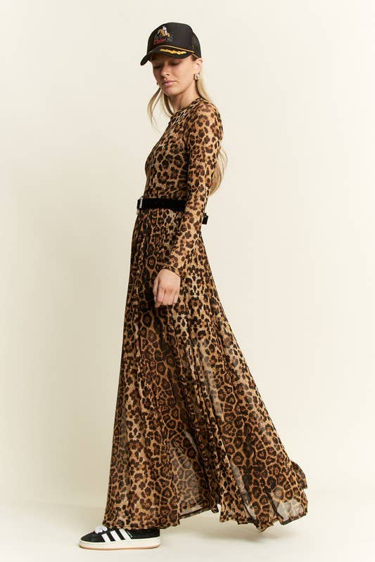 ANIMAL PRINT MESH MOCK DRESS