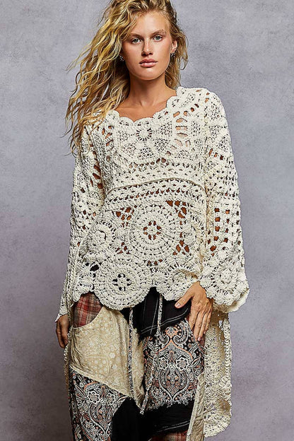 Marry Me Hi-Low Chenille Crochet Sweater