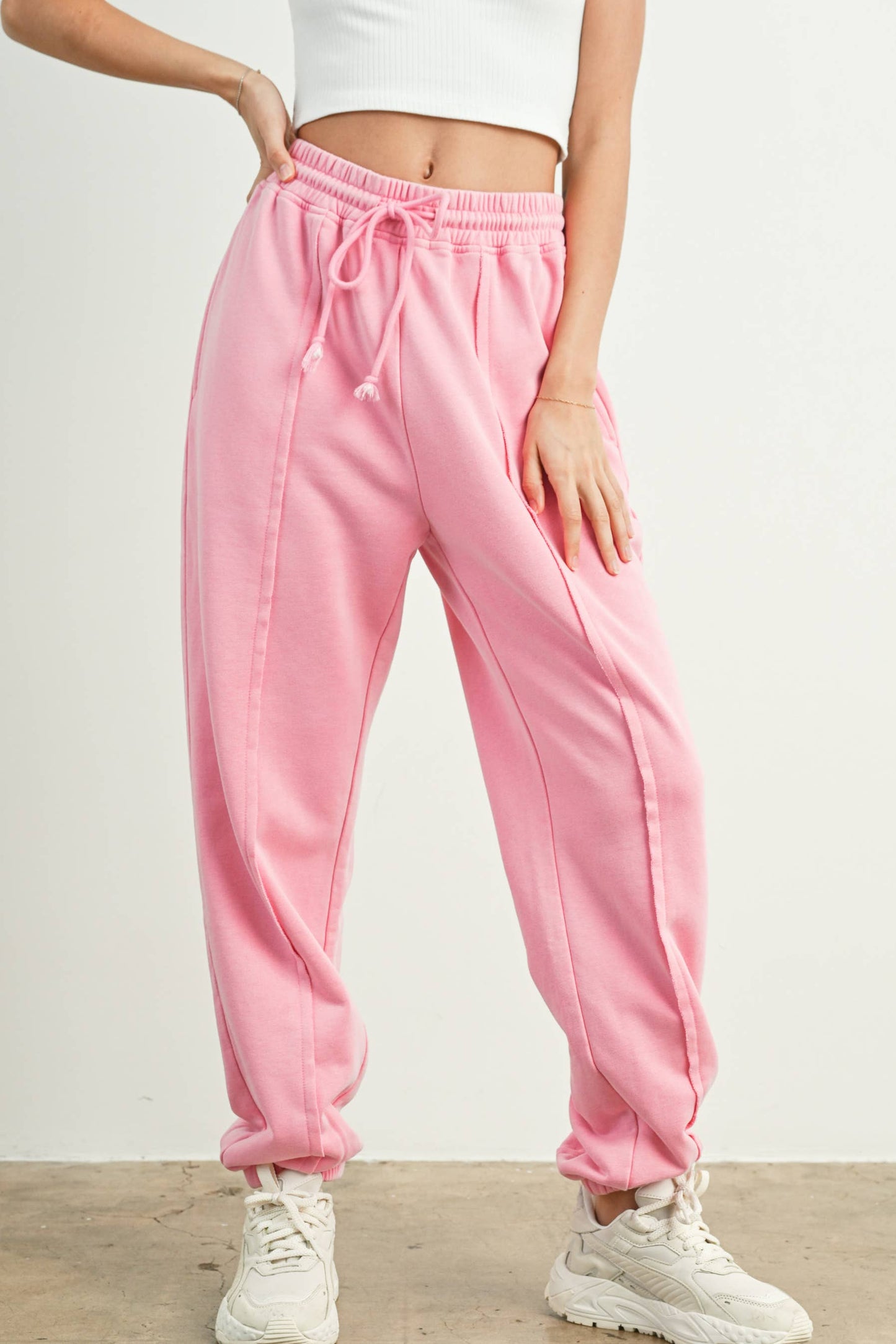 Washed French Terry Drawstring Jogger Pants