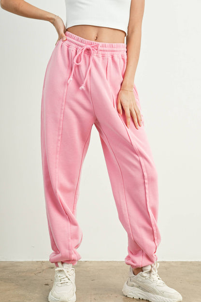 Washed French Terry Drawstring Jogger Pants