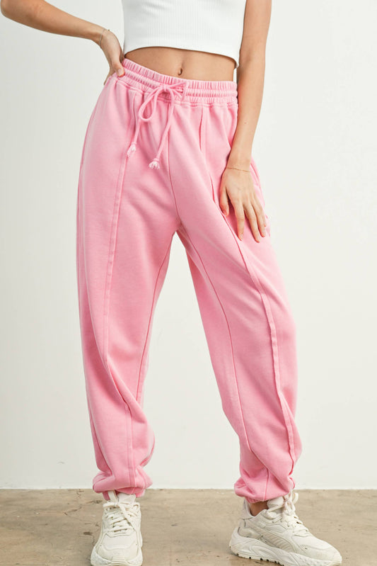 Washed French Terry Drawstring Jogger Pants