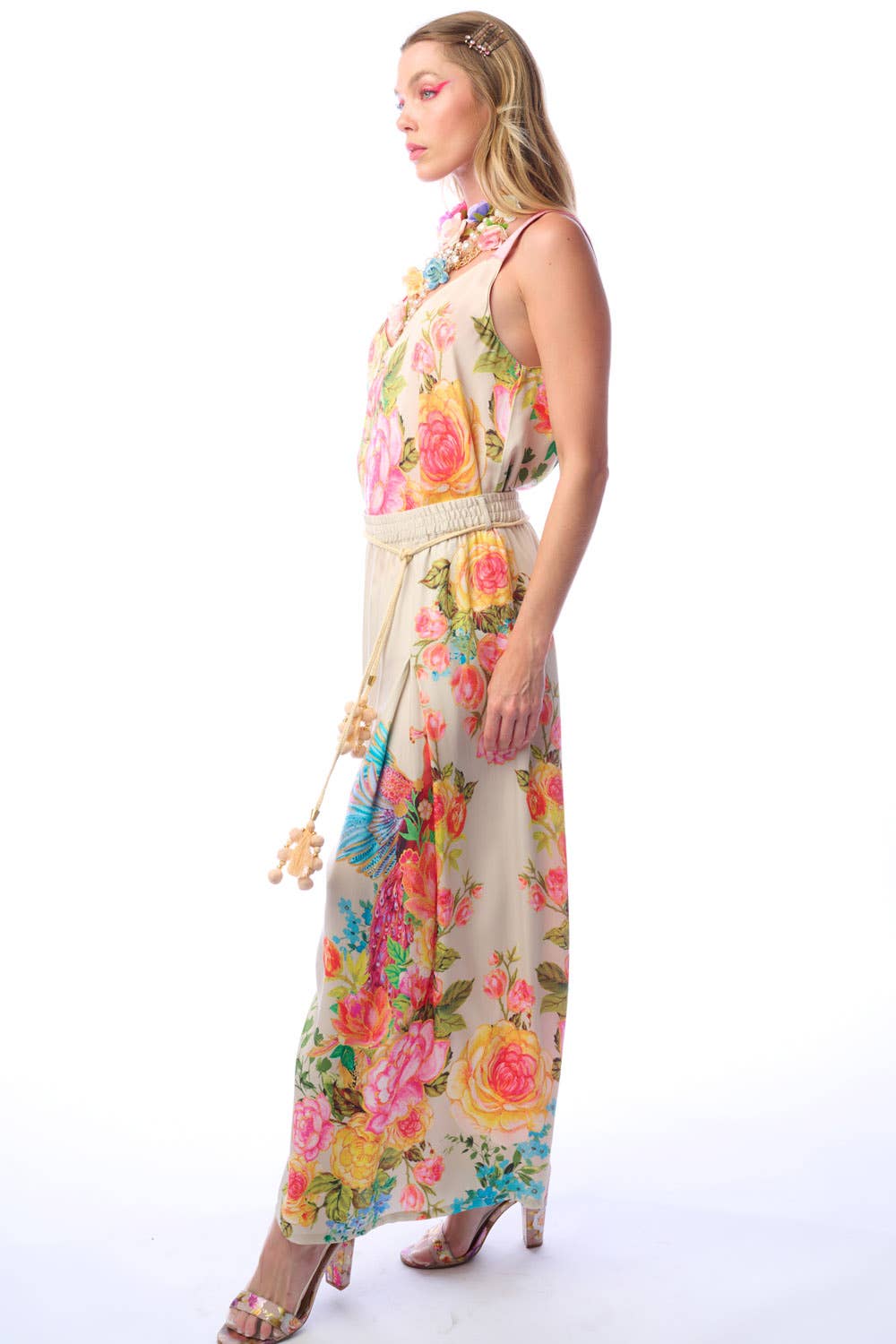 Earth Angels Pants | Wide Leg Pants | Peacock Print Pants