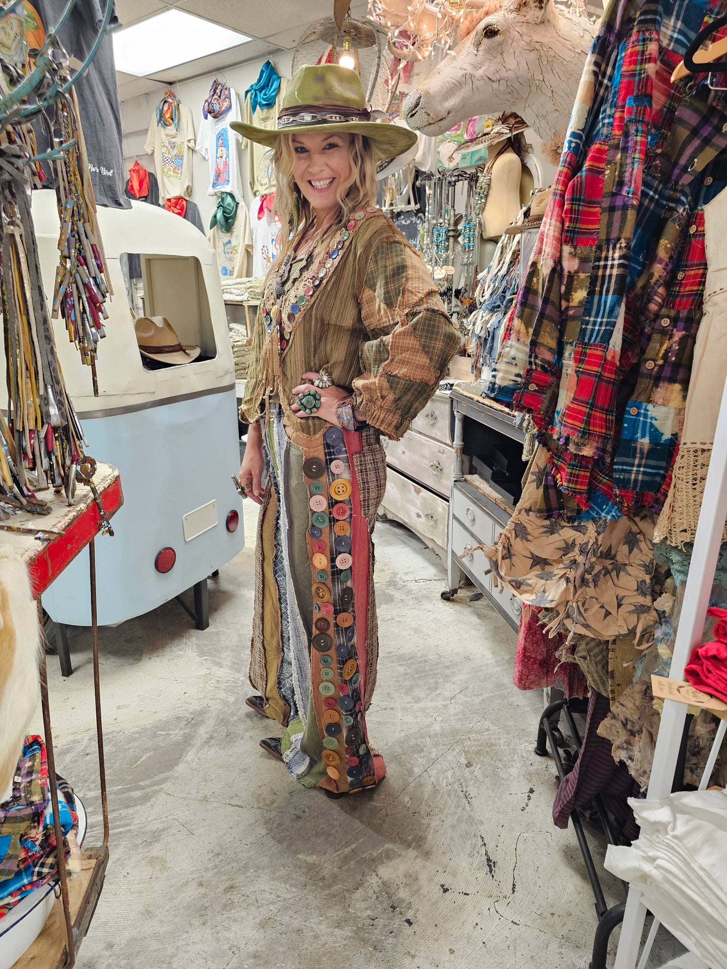 Bust Your Button Patchwork Pants