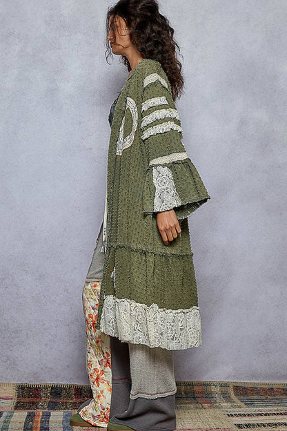 Vintage Peace Sign Long Cardigan/Duster