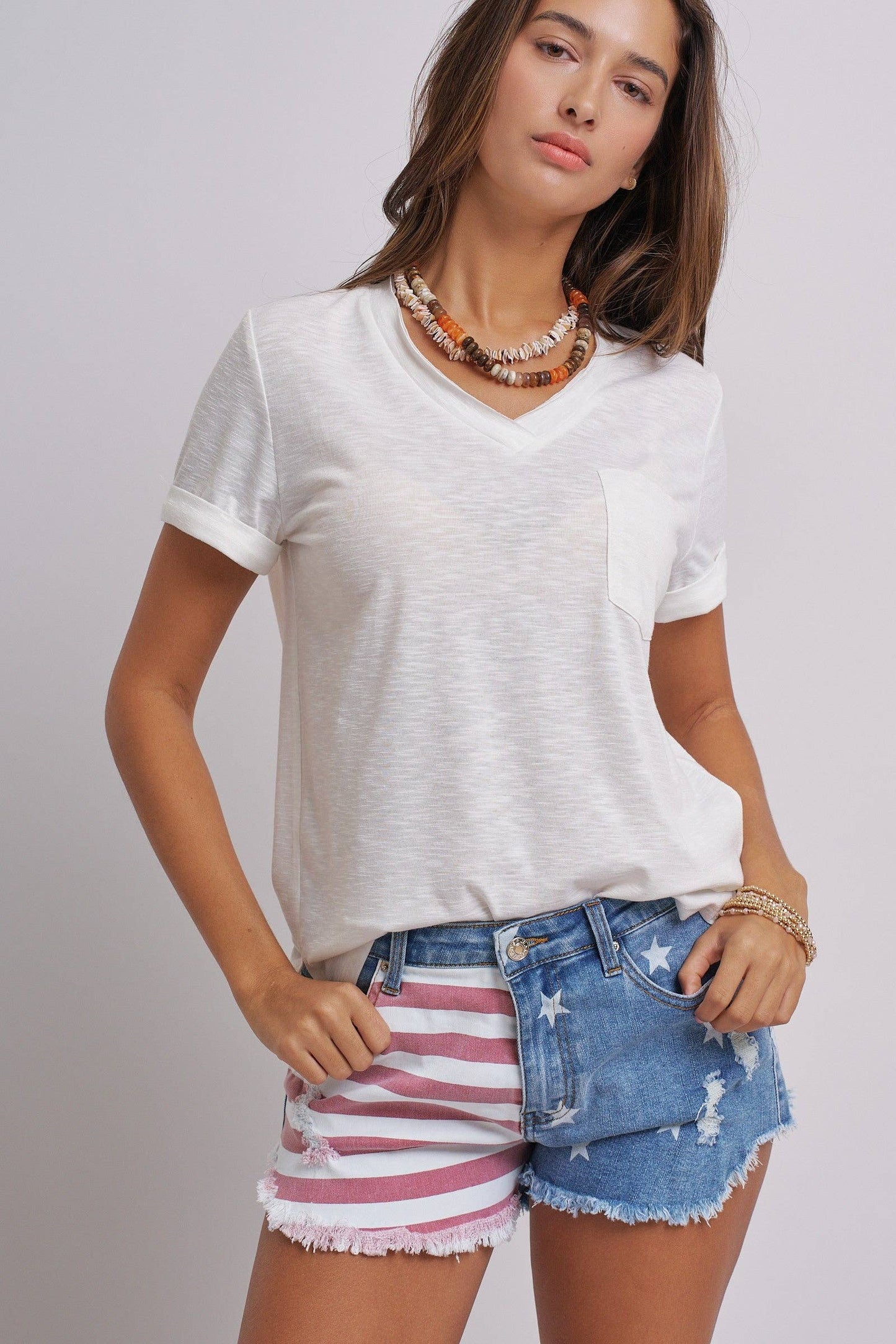 Stars And Stripes Cutoff Denim Shorts Distressed