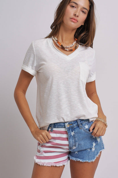 Stars And Stripes Cutoff Denim Shorts Distressed