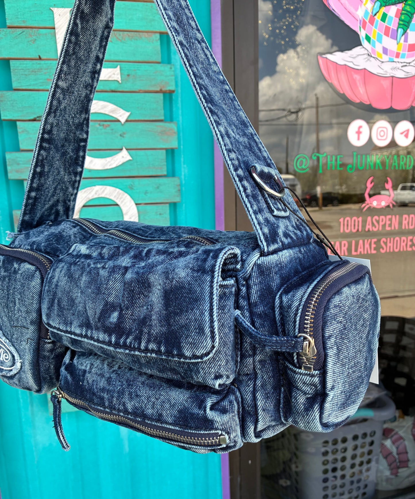 Miss Me Denim Cargo Shoulder Bag