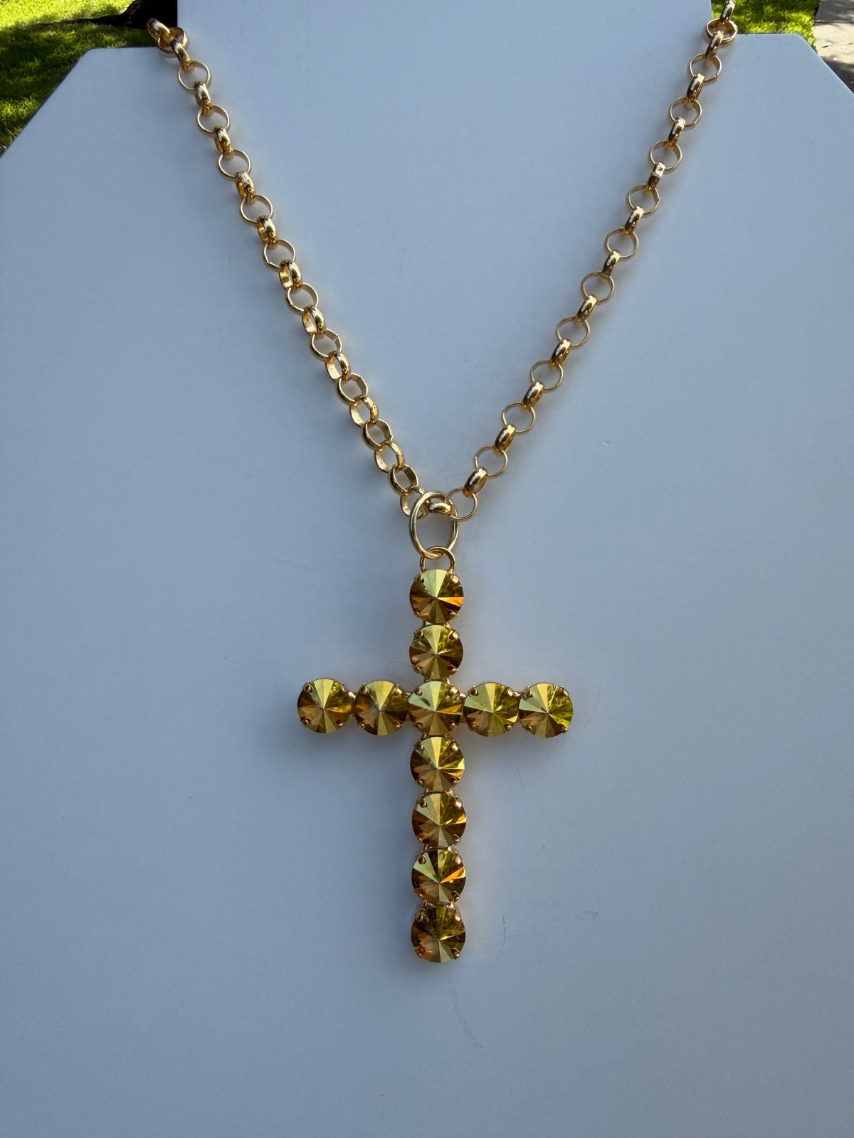 WETSTONE: Metallic Sunshine 3” Cross Necklace