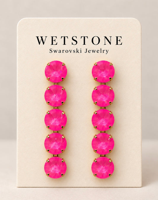 WETSTONE: Electric Pink 5- Drop Earrings