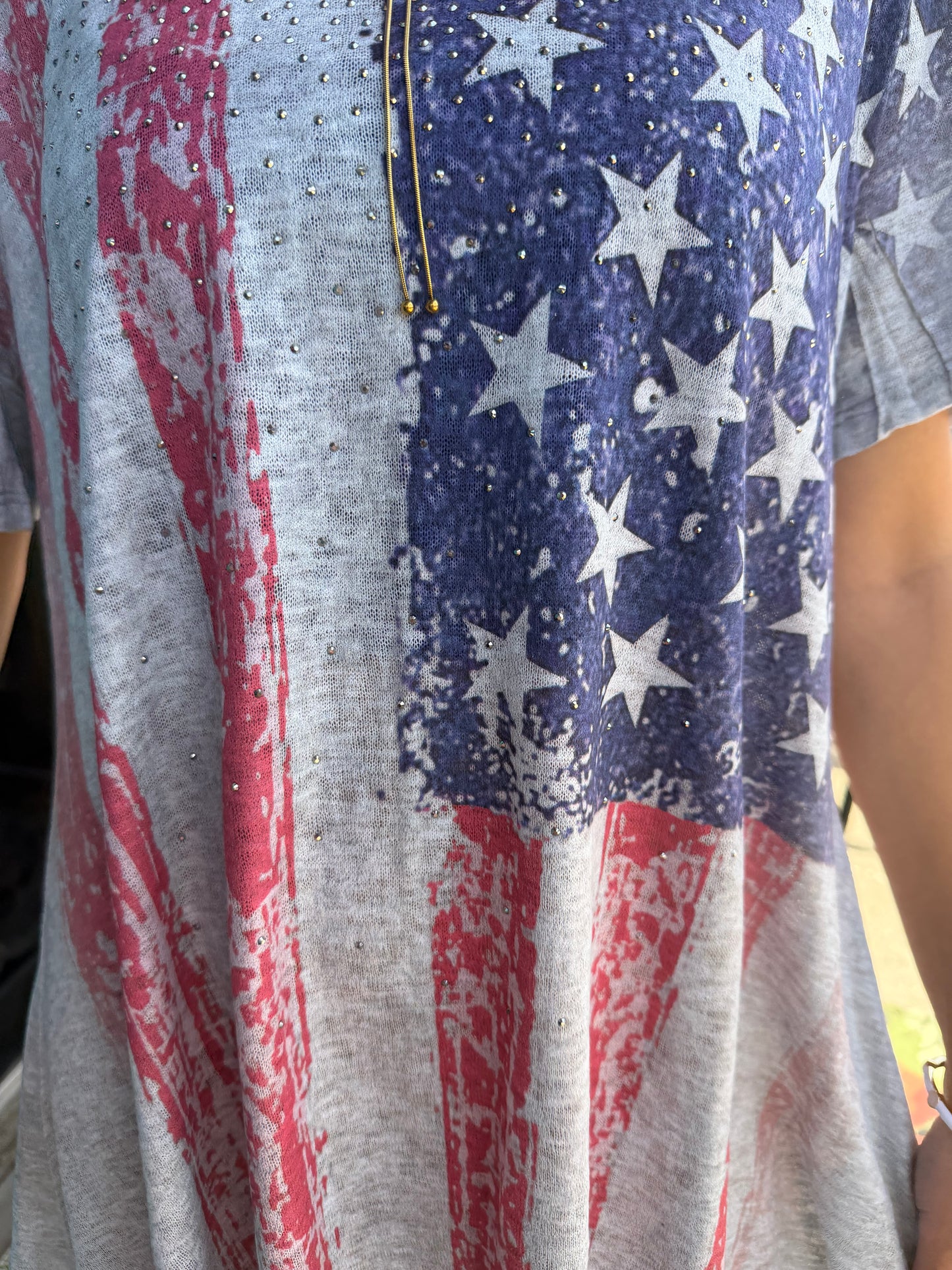 FLAG RHINESTONE TUNIC TOP