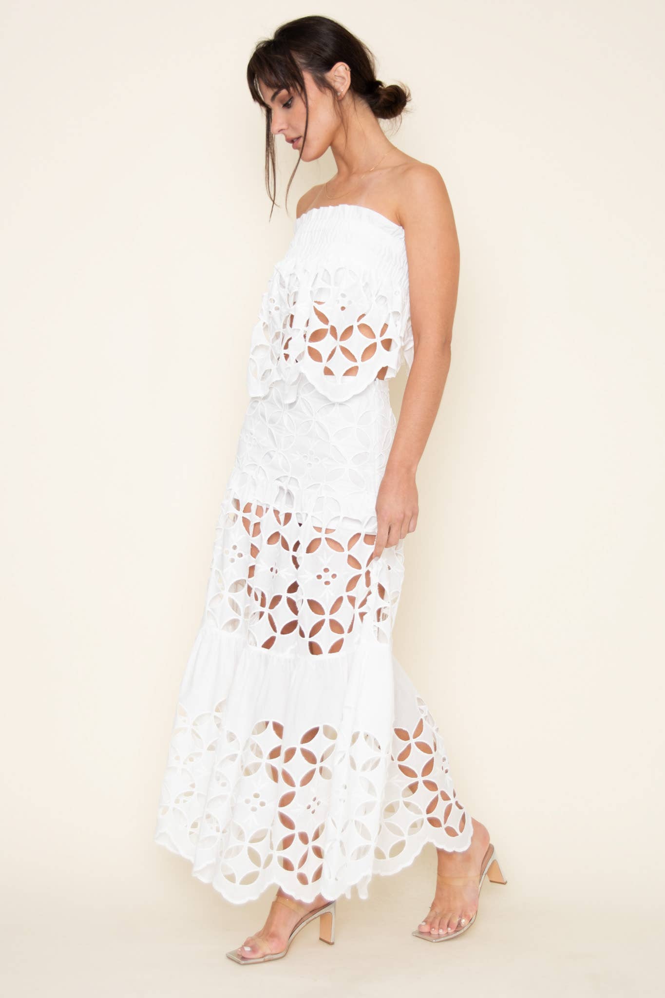 WHITE EYELET MAXI SKIRT