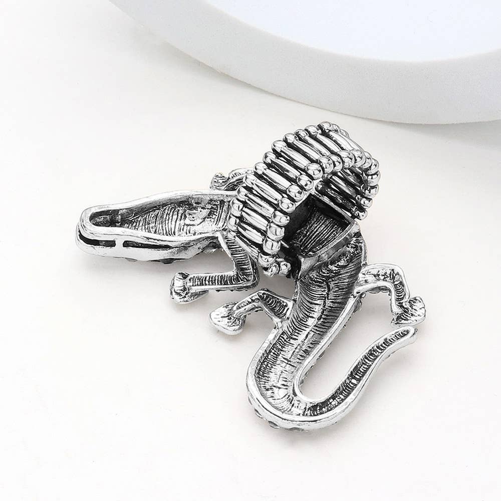 Rhinestone Paved Alligator Pointed Stretch Ring